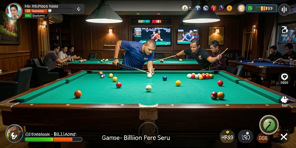 Antarmuka permainan Billiard HR89 yang menarik dan intuitif.