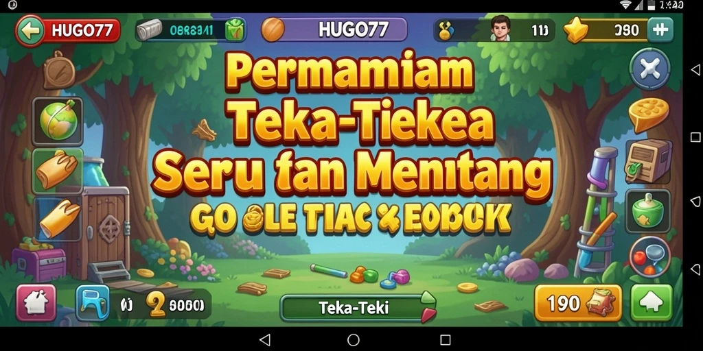 Tampilan antarmuka yang menarik dari HUGO77 dalam permainan Teka-Teki.
