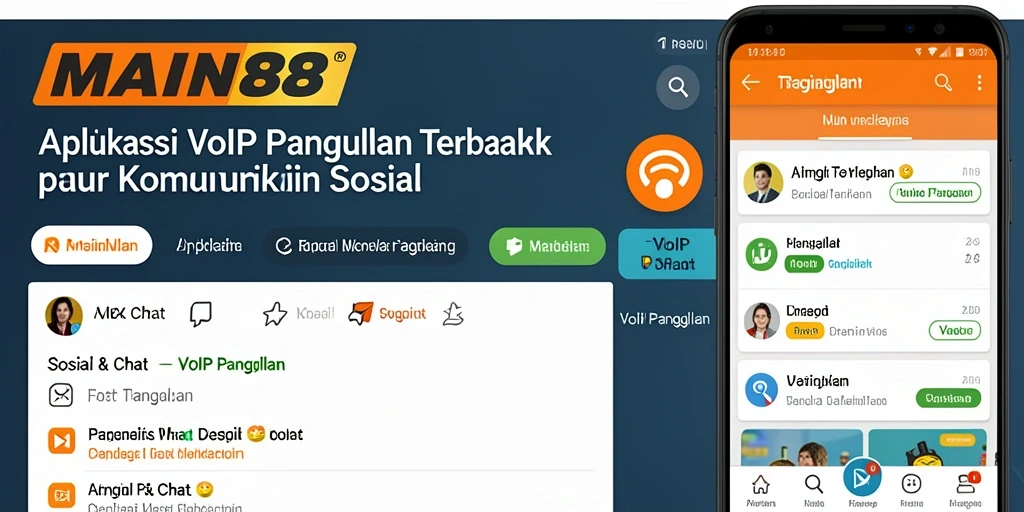 Tampilan antarmuka aplikasi MAIN88 untuk VoIP Panggilan yang menarik dan fungsional.
