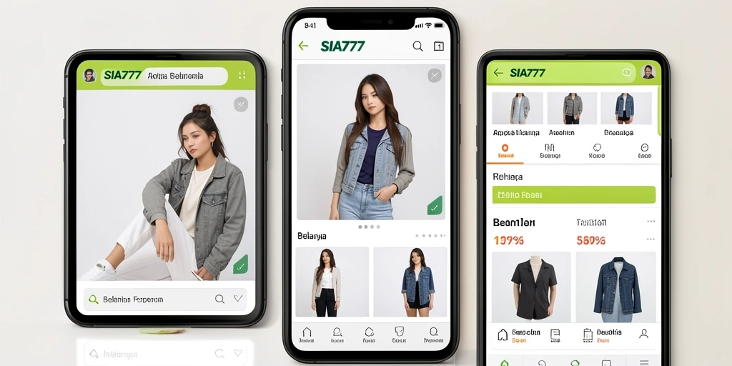 Tampilan antarmuka SIA777 yang atraktif dan bersih untuk berbelanja fashion.