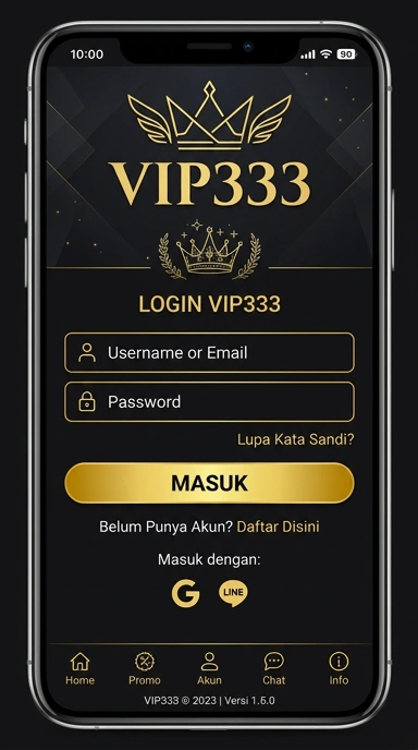 Tampilan halaman login vip333