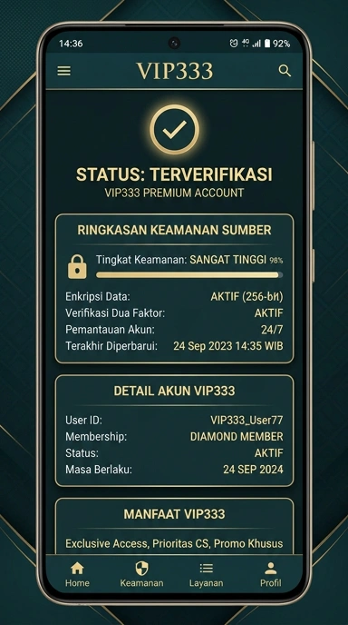 Tampilan kanal resmi vip333